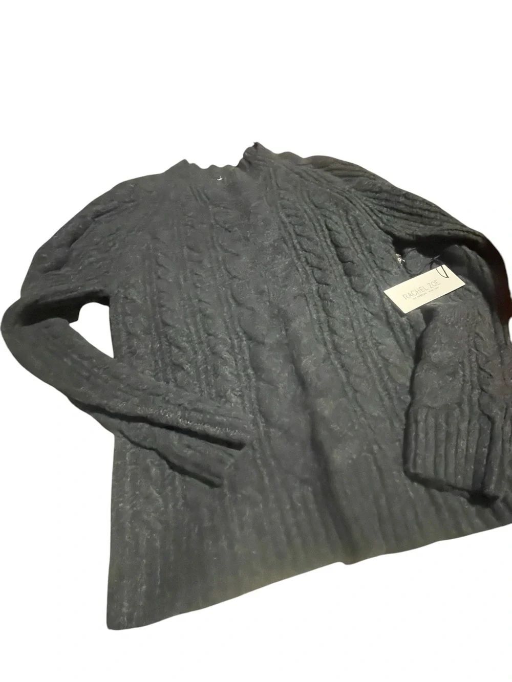 Rachel Zoi size XS grey Cable-Knit Crewneck Sweater w/ matching hat new with tag